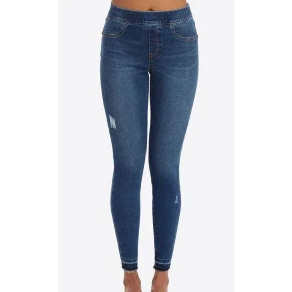 SPANX Denim - Spanx Distressed high waisted shapewear ankle skinny jeans size small